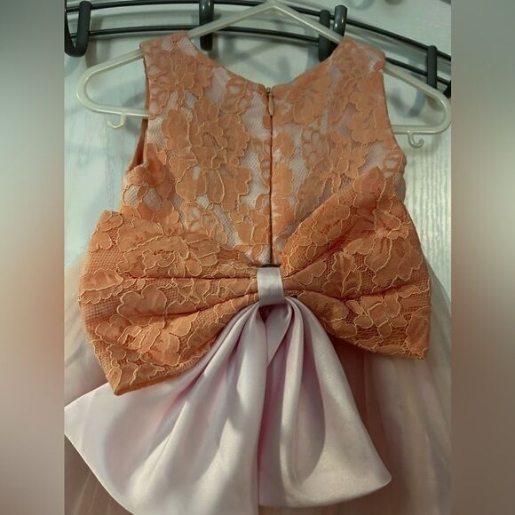 Iefiel 3 month 65 infant tulle lace layered dress pink bow NWT christening - Picture 3 of 11